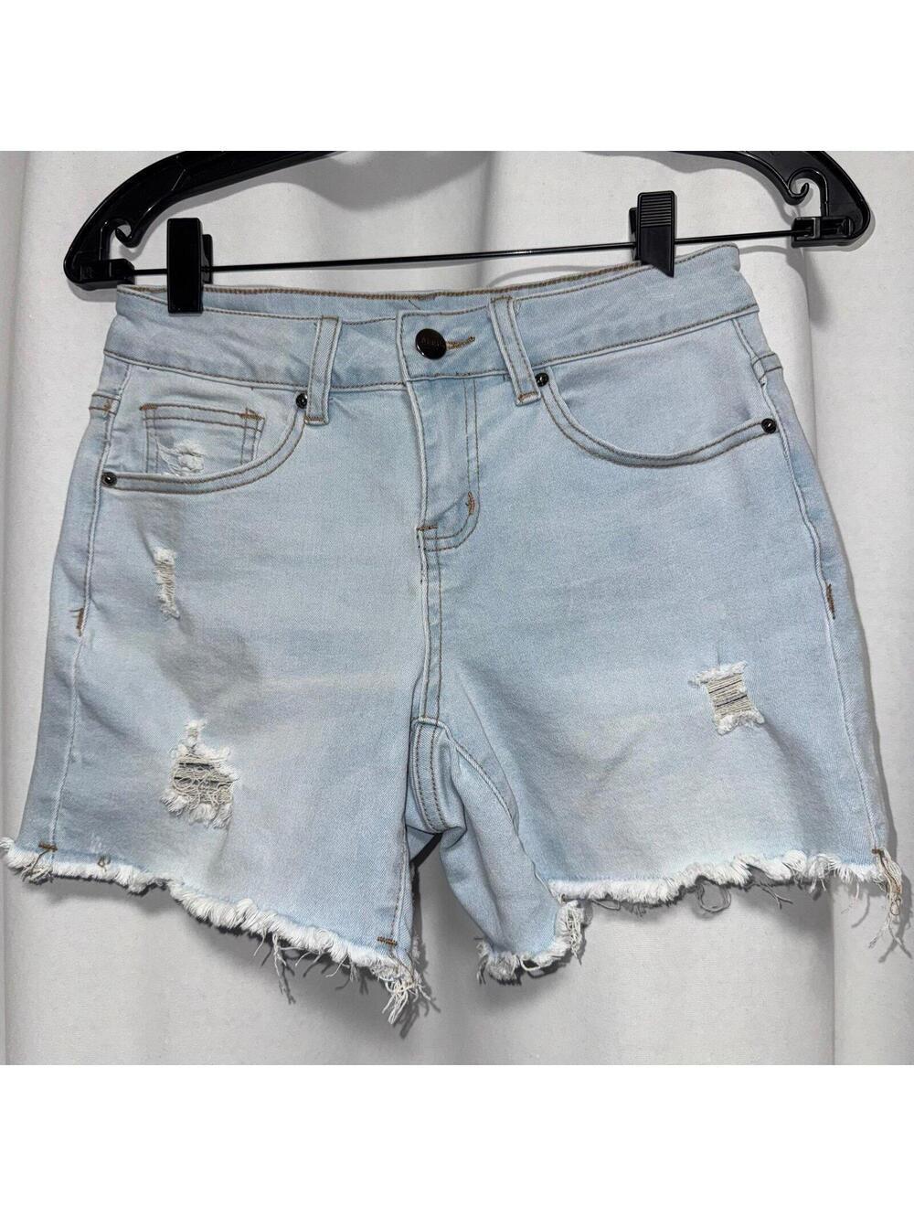 Bleu light wash denim distressed Shorts 4P